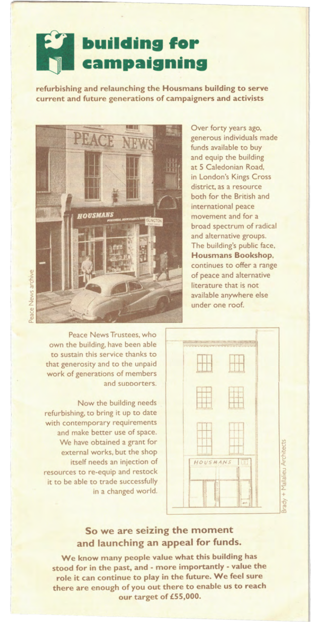 Leaflet asking for funds for renovating 5 Caledonian Road